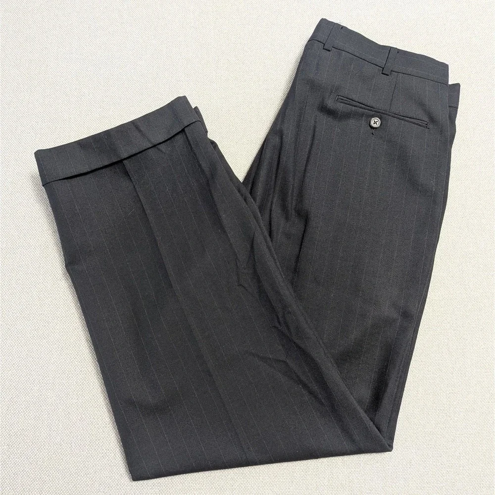 VTG Brooks Brothers Men's 36x31 Charcoal Pinstripe Pleated Dress Pants MiUSA